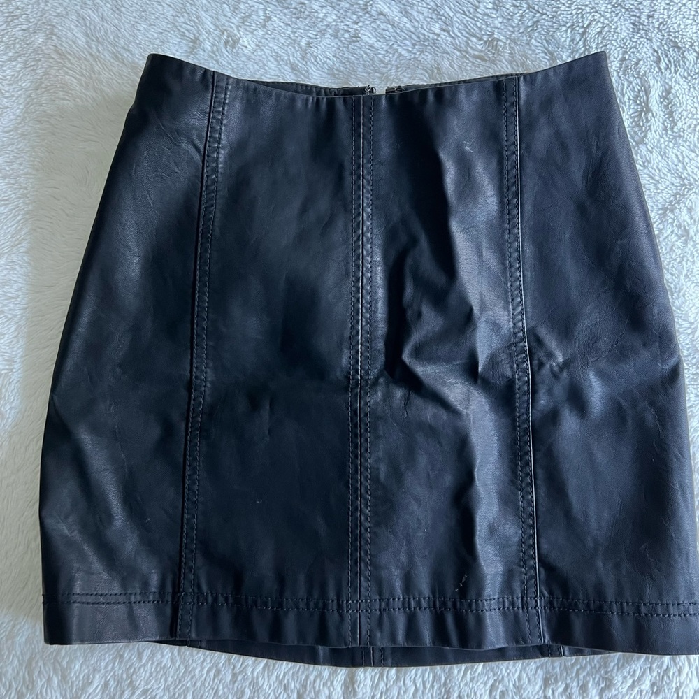 Free People Faux Leather Skirt Black 0